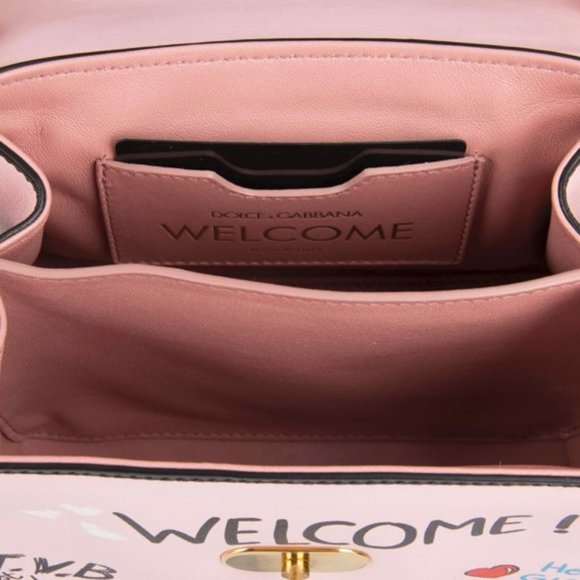 Authentic Dolce and Gabbana Mural Graffiti Amore Tote Shoulder WELCOME Mini Pink - Picture 4 of 6